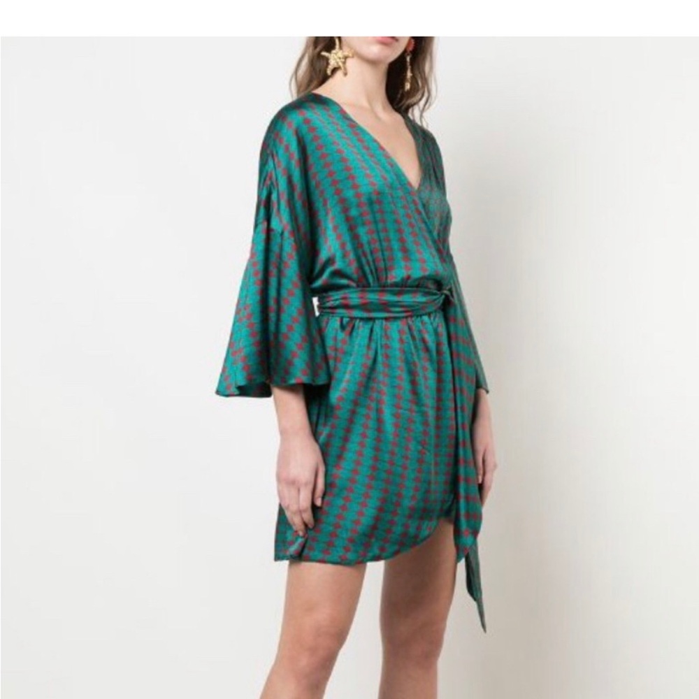 Cynthia Rowley silk Green and Red Wrap Dress